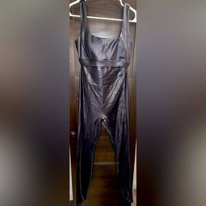 Fabletics faux leather Black Jumpsuit